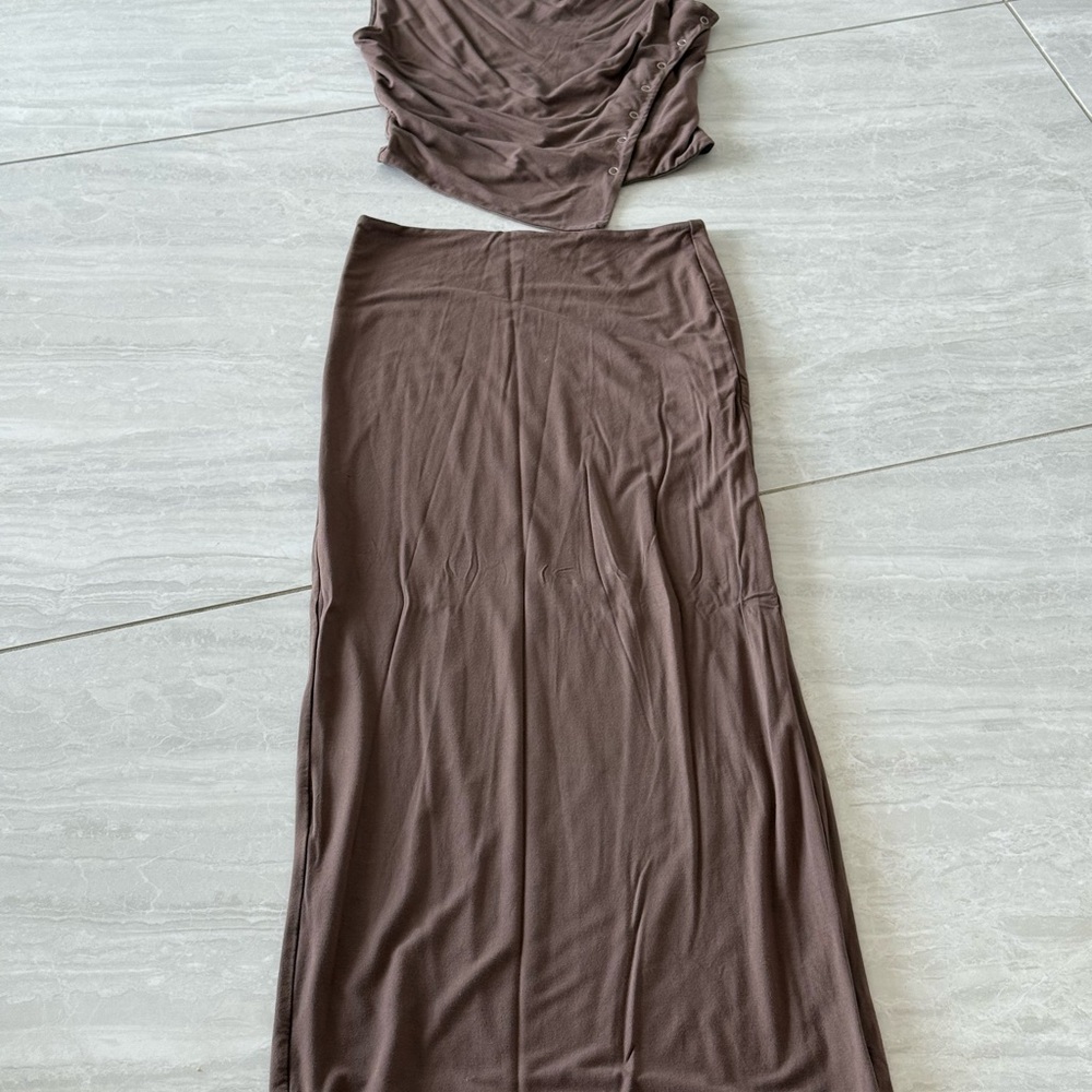 Tiger Mist Brown Maxi Skirt